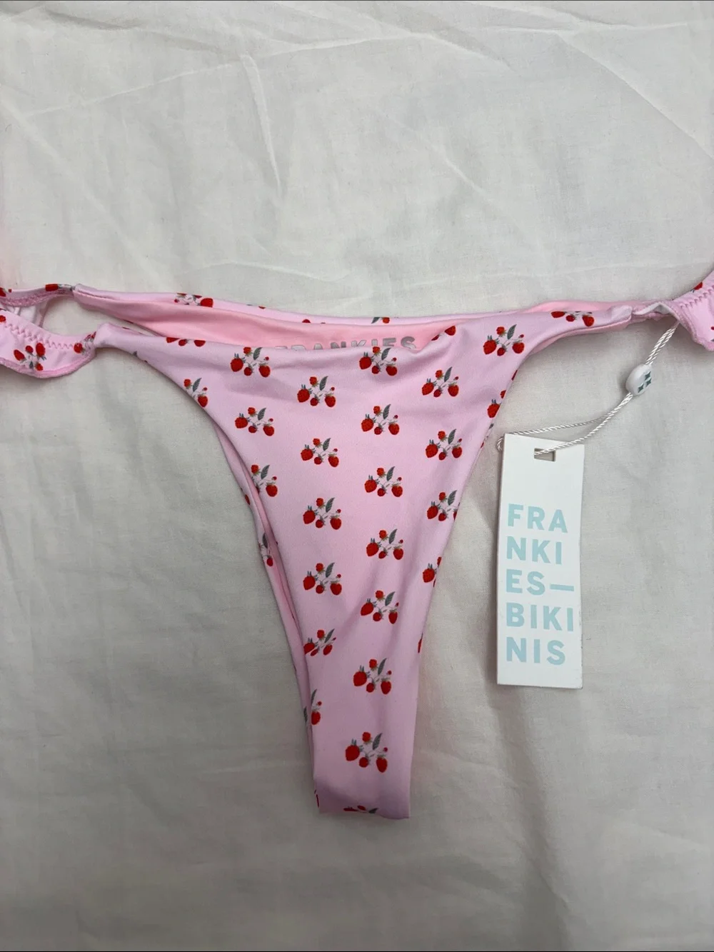 Frankies Bikinis Pink Strawberry Print Bikini Bottoms